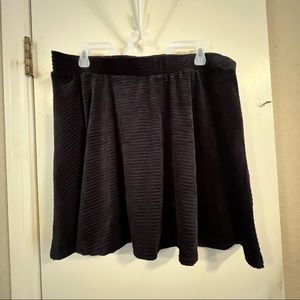 Black Velvet Ribbed Skater Skirt
